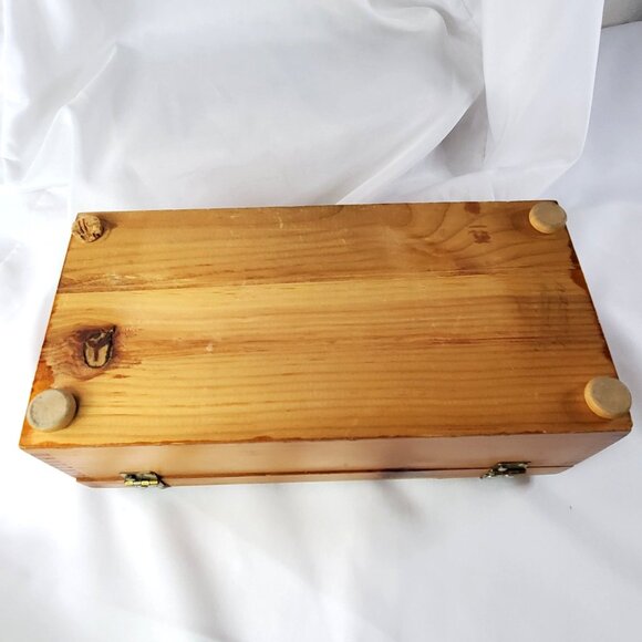 VTG Cedar Chest: Dove Tailed Wooden Box Nautical Clipper Ship Treasure Chest - Picture 9 of 16